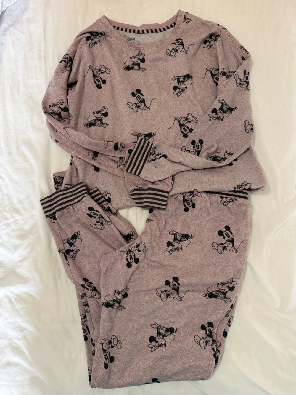 Disney Dusty Mauve Mickey Mouse Pajama Set with Black Trim